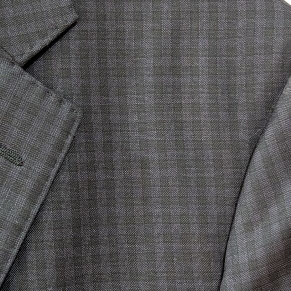 J. Hilburn Men's 45R Classic Fit Micro Check Navy Wool Blazer Two Button - Picture 5 of 8